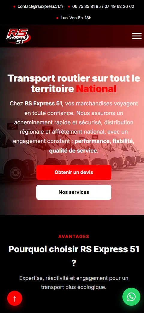 Version mobile du projet RS Express 51 - Transport Express