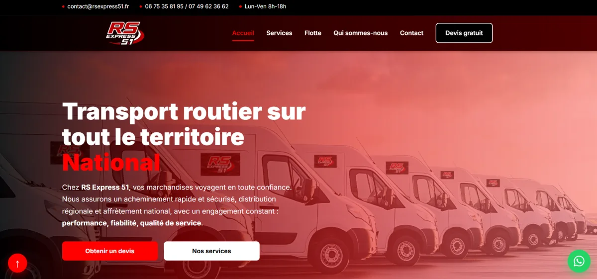 Capture d'écran du projet RS Express 51 - Transport Express